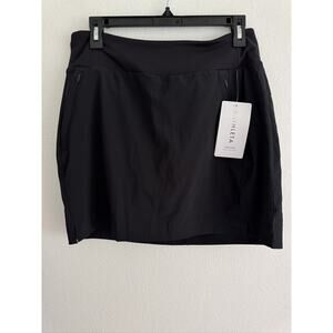 Athleta Soho Skort Black Skirt Shorts Zip Pockets Womens 8 NWT